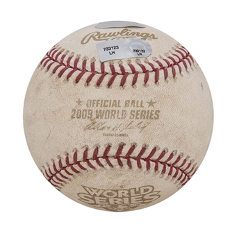 2009 World Series Game Used Baseball Hit by Derek Jeter for Single off Cliff Lee for Career Postseason Hit #191 and World Series Hit #41 (MLB Authenticated & Steiner)  